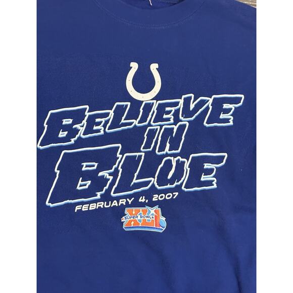 2007 NFL Indianapolis Colts XLI Super Bowl Blue Sweater Crewneck - Men’s XL - Picture 2 of 6